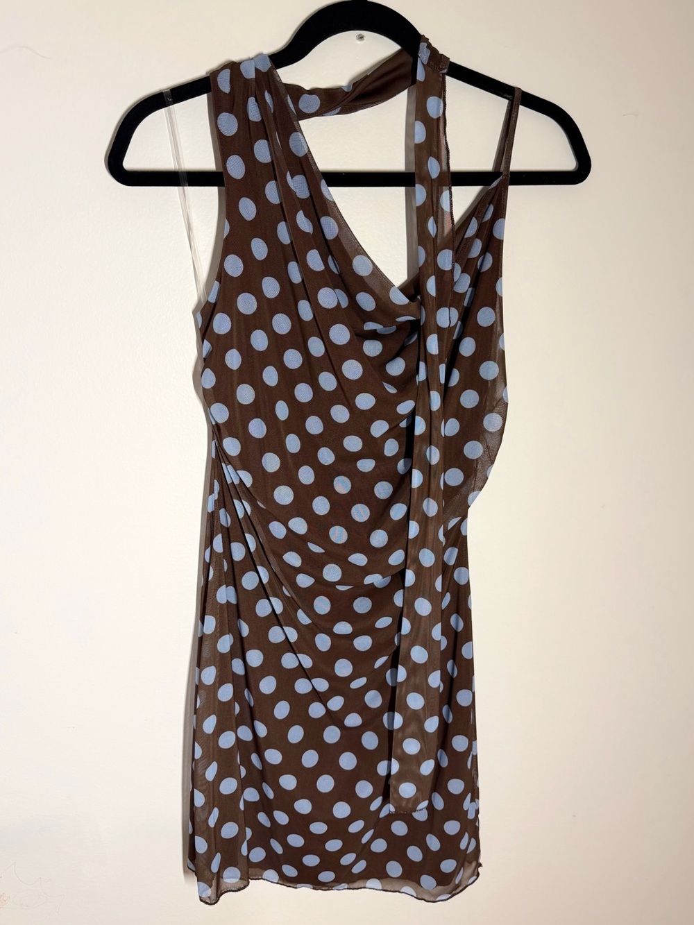 Women’s Polka Dot Sleeveless Brown & Light Blue Dress